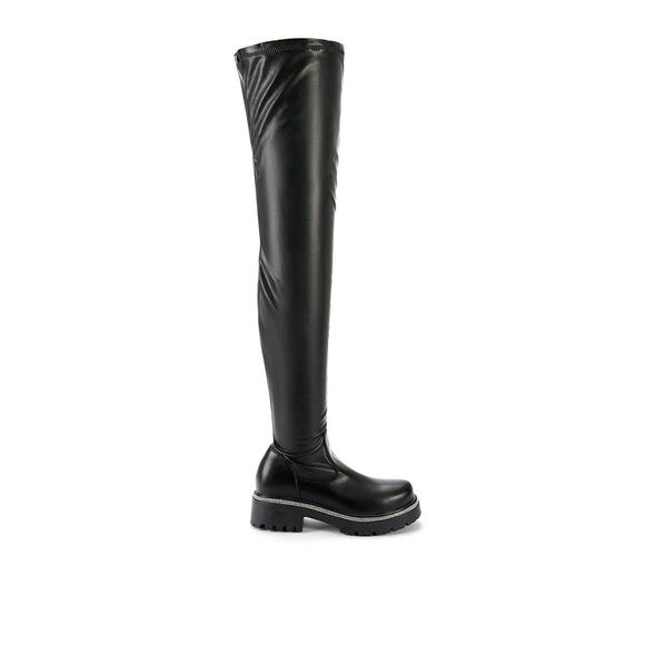 Azalea Wang New Rules Over the Knee Boot Diamante Trim Black Size US7 - Picture 1 of 16